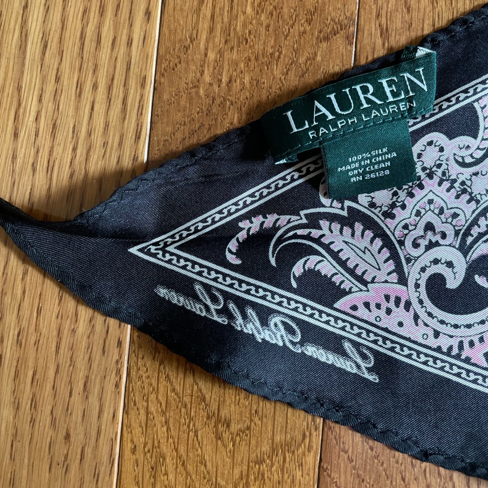 Ralph Lauren Silk Scarf - Black Paisley